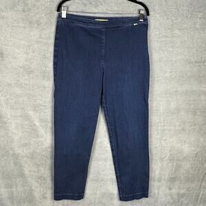 St John Jeans Womens 8 Blue Lexi Skinny Stretch Slit Hem Crop Quiet Luxury Denim